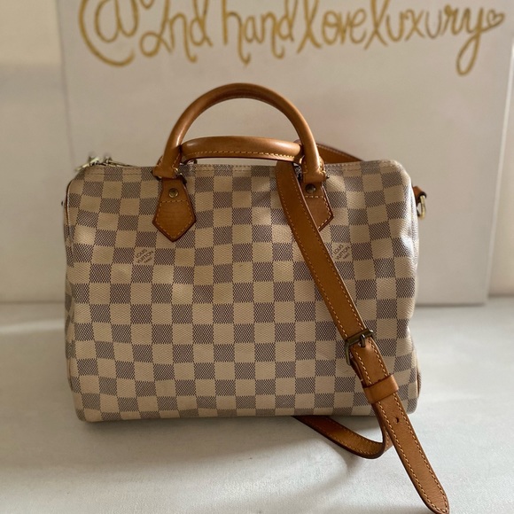 LOUIS VUTTON SPEEDY BANDOULIERE AZUR 30STRAP 🔐 WITH DUST BAG & MATCH WALLET - Picture 9 of 14